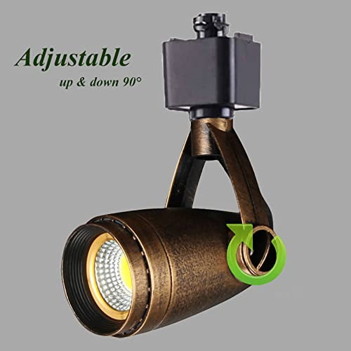 KAYYELAMP Retro Design Adjustable Angle J-Type Track Head Spot Lighting 3W Warm Light Antique Copper for Background Gallery Mirror Front(No Track)