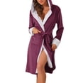 thumbnail image 1 of INSPIRE CHIC Peignoir à Capuche Duveteux pour Femme, Peignoir de Spa Long en Peluche, TG Bordeaux, 1 of 6