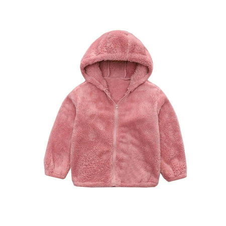 

YYDGH Toddler Fleece Jacket for Boys Girls Zip Up Plush Warm Coat Winter Fuzzy Outerwear Lightweight Cute Teddy Snowsuit(Pink 7-8 Years)