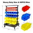 thumbnail image 2 of 6-Tier Dual-Sided Bin Rack with 60 Bins & Casters, 350lb Capacity, 2 of 14