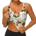 thumbnail image 4 of Vsdgher Vintage Bike Flower Butterfly Print Women Sleeveless Athletic Tank Top Built-in Bra Camisole Sports Vest for Yoga Running Fitness Exercise with Removable Pads, 4 of 8