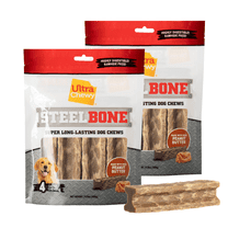 Ultra Chewy Steel Bones Peanut Butter Treat for Dogs, Large (2 Pack)