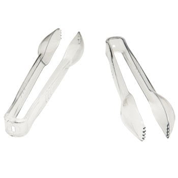 6 1/2 Clear Plastic Tongs 4 Pack 