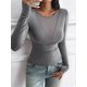 thumbnail image 5 of Camisas Ajustadas de Larga de con Cuello en V Profundo para Mujer, Moda Y2K 2025 Gris Oscuro S, 5 of 10