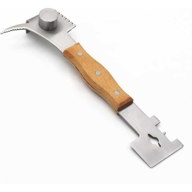 Herramientas de colmena de acero multiusos con mango de madera y 7 funciones, herramienta raspadora de colmena de apicultura, equipo profesional de apicultura esquí esquí Gafas de esquí