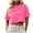 Hot Pink, variant on Gealkoca Cropped T Shirts for Women Vintage Tees Crop T-Shirts Oversized Cotton Tshirt Short Sleeve Casual Round Neck Basic Tees Loose Summer Top