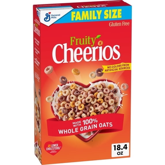 3pack - Fruity Cheerios, Heart Healthy Whole Grain Oat Cereal, Gluten Free, Family Size, 18.4 oz