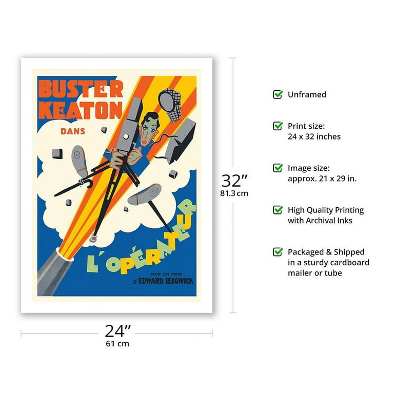 Buster Keaton in The Operator (L'Opérateur) - Vintage French