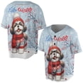 thumbnail image 3 of Hello Winter Shih Tzu Smiling in Red Scarf Hat Welcome Christmas All Over Print 3D Baseball Shirt Lion Dog Lover Gifts Softball Sport - 00017, 3 of 6