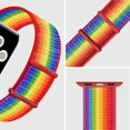 thumbnail image 3 of Correa de reloj de nylon compatible con Apple Watch 7 bandas 44 mm 41 mm 45 mm Reemplazo para Iwatch Series Se / 6/5/4/3/2/1, correas transpirables elásticas ajustables Feliz Sencillez, 3 of 5