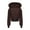 Brown, variant on Uaswgudfs ​Women's Cropped Faux Fur Trim Hooded Coat - Front Zipper & Elastic Cuffs Smooth Texture Casual Winter Wear​