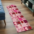 thumbnail image 4 of Valentine's Day Washable Area Rug 2 x 6 ft Vintage Red Pink Roses Floral Love Heart Plaid, Soft Non Slip Rugs Stain Repellent Indoor Felt Carpet for Living Dining Room Bedroom Home Office, 4 of 9