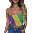 thumbnail image 2 of SOOMLON Mardi Gras Tube Tops for Women Carnival Outfits Tuesday Party Sleeveless Tshirts Funny Color Block Print Tops Sexy Cropped Tops New Orleans Parade Pullovers 2025 Purple XL, 2 of 4