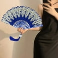 thumbnail image 3 of Folding Fans Chinese Style Handheld Fans Vintage Silk Fabric Holding Fan Foldable for Wedding Dancing Cosplay Party Wall Decoration, 3 of 6