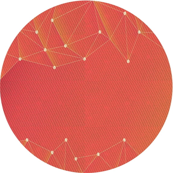 Ahgly Company Machine Washable Indoor Round Transitional Orange Red Orange Area Rugs, 8' Round