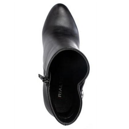 

RIALTO Womens Black Military-Style Lace Up Elastic Asymmetrical Button Accent Padded Cairo Almond Toe Stiletto Zip-Up Booties 6.5 M