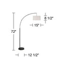 thumbnail image 7 of 360 Lighting Cora Modern Arc Floor Lamp Standing 72" Tall Black Metal White Linen Drum Shade Decor for Living Room Reading Bedroom Office House Home, 7 of 7