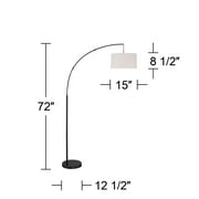 360 Lighting Cora Modern Arc Floor Lamp Standing 72 Tall Black Metal White Linen Drum Shade Decor for Living Room Reading Bedroom Office House Home