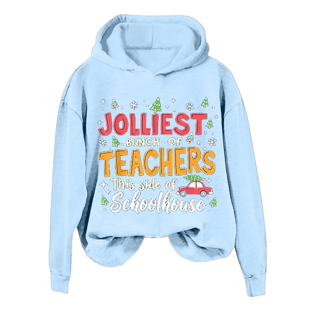 WILLBEST Sudadera con Capucha para Mujer, de Manga Larga, Estilo Oversize, con Estampado Navideño y Sin Bolsillos X-Grande
