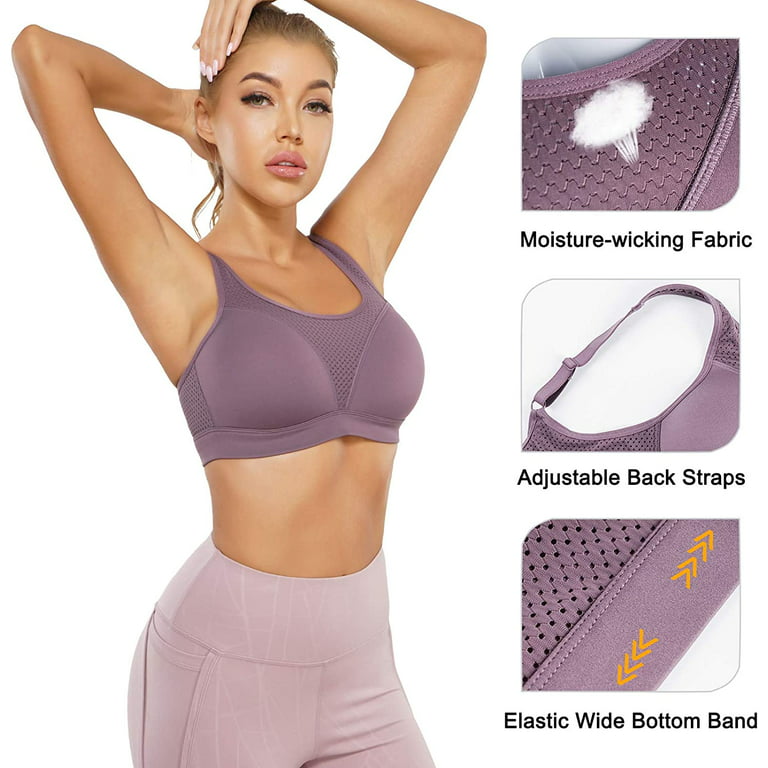 Gotoly Womens Sports Bra High Impact Full Support Adjustable Bounce Control  Straps Hooks Wireless Workout Fitness(White Small) 