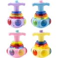 thumbnail image 1 of Trompos iluminados, 4 trompos musicales intermitentes, trompos LED con luces intermitentes y música, juguetes para niños pequeños (color macarrón), 1 of 5