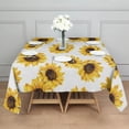 thumbnail image 3 of White Big Sunflower Pattern Square Tablecloth,Waterproof Square Table Cover,Wipeable Spillproof Washable Table Cover for Home Kitchen Party Decor 60"x60"(152x152cm), 3 of 6