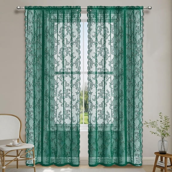 Joqmia Boho Floral Semi-Sheer Curtain Panel - Light Filtering Privacy, Rod Pocket, Polyester Gauze for Living Room, Bedroom, Kitchen, Cafe