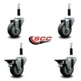 thumbnail image 2 of 3.5 Inch Thermo Rubber Wheel Swivel 7/8 Inch Expanding Stem Caster Set 2 Brakes, 2 of 2