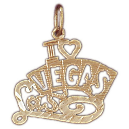 14K Yellow Gold I Love Las Vegas Pendant - 20 mm