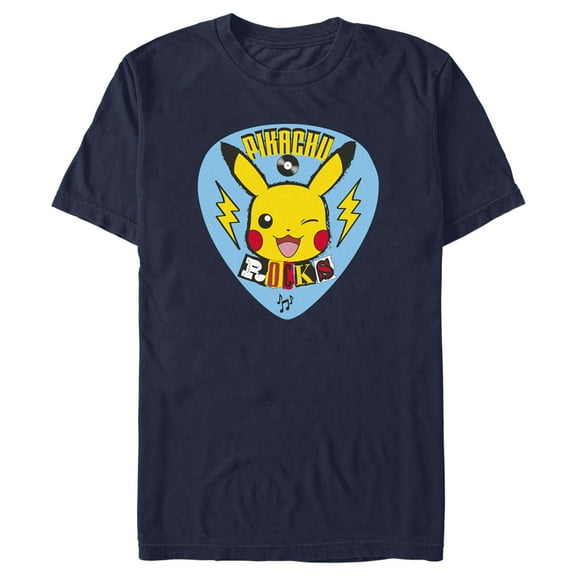 Men's Pokemon Pikachu Rocks  Graphic Tee Navy Blue Small