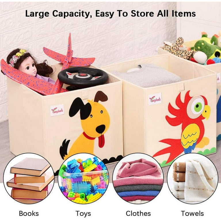 2 Pcs Foldable Animal Toy Storage Box Bin Cube Collapsible
