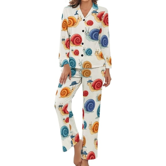 Top-kevin Cute Sea Fish Women's Long-Sleeve Shirt And Full-Length Bottom Pajama Set