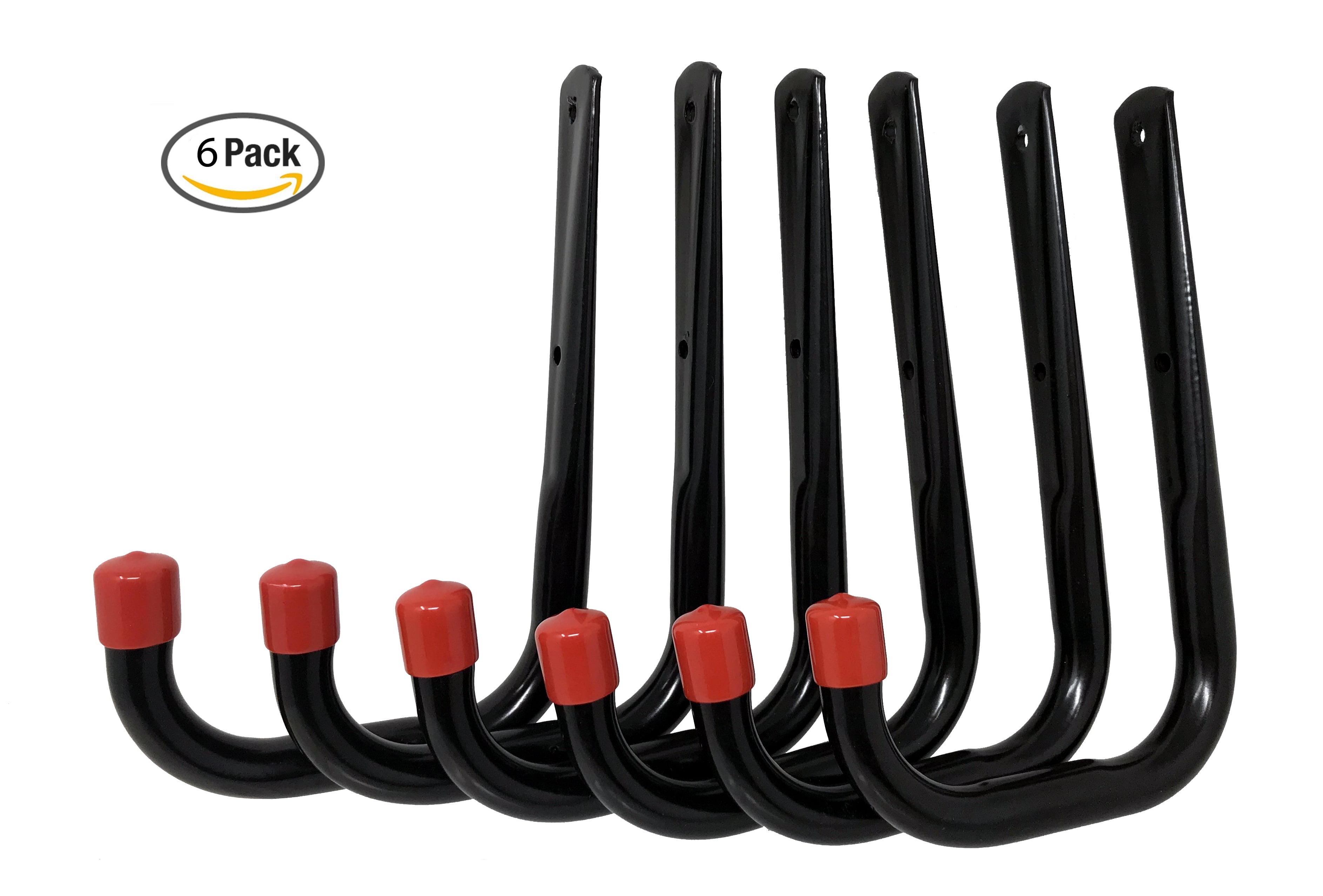 Tetra-Teknica UH02-6P Heavy Duty Garage Storage Utility Hooks, Medium Size, Color Black, 6 per Pack