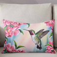 thumbnail image 3 of Hummingbird Throw Pillow Cover 20 x 30 Inch Decorative Pillow Cover Spring Summer Pink Red Flower Leaf Lumbar Pillowcase Seasonal Rectangle Cushion Case for Couch Sofa Bed Living Room, 3 of 7