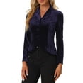 thumbnail image 1 of INSPIRE CHIC Blazer en Velours à Manches Longues avec Col Cranté pour Femmes P Violet Foncé, 1 of 6
