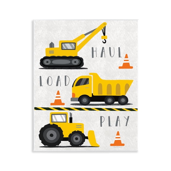 Stupell Industries Haul Load Play Trucks Quotes and Sayings Painting Unframed Art Print Wall Art, 11 x 14