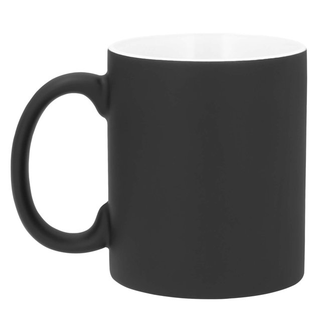 Taza mágica de cerámica para sublimación con acabado mate que al entrar en contacto con agua calient