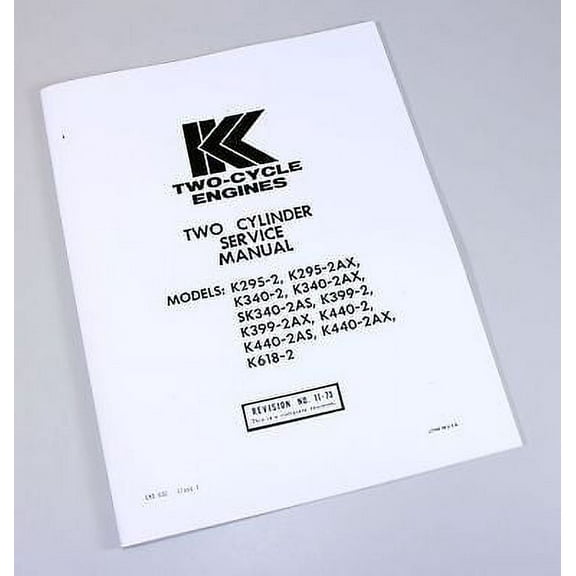 Kohler K295-2 K2965-2Ax K340-2 K340-2Ax Two Stroke Engine Service Repair Manual