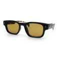 thumbnail image 5 of Gentlemanly Hipster Narrow Rectangle Horn Rim Mens Plastic Sunglasses Black Tortoise - Brown, 5 of 8