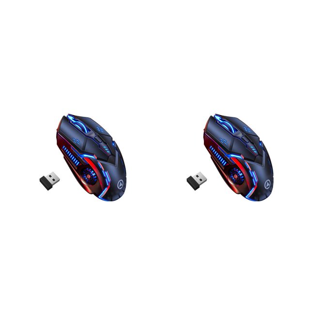 crativent Souris Sans Fil Professionnelle Réglable Chargement USB 2.4GHz 1200/1600/2400/3200DPI Ordinateur Portable Rétroéclairé Noir 2Ensemble
