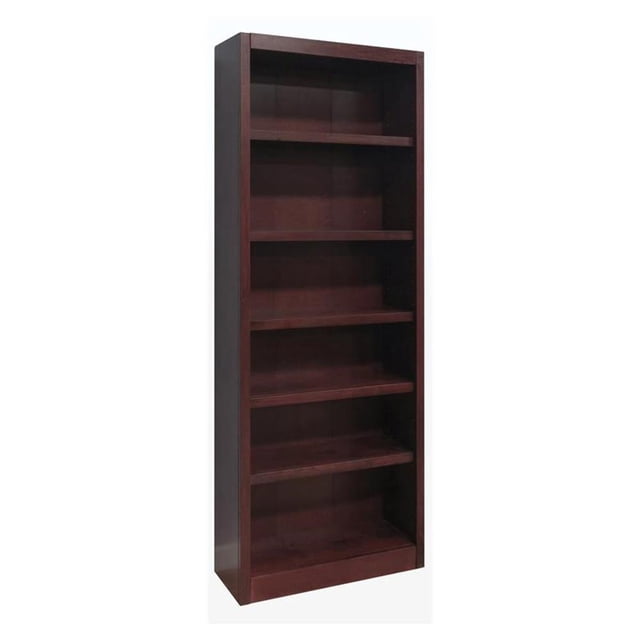 Pemberly Row 6 Shelf Tall Single Wide Wood Bookcase 30"Wx84"H in Cherry