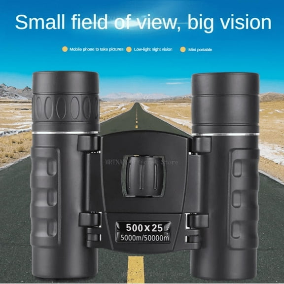 500x25 HD Zoom Portable Powerful Binoculars Long Range BAK4 Telescope Folding Optics for Outdoor Hunting Camping