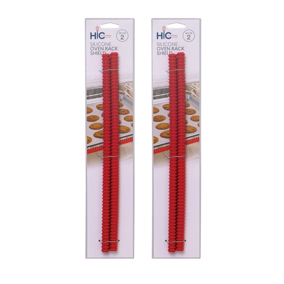 HIC Kitchen Silicone Oven Rack Shield, European-Grade Silicone, 2 Sets of 2, 14-Inches x 0.5-Inches