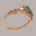 thumbnail image 4 of LBG British Made 9k Rose Gold Natural Emerald & Diamond Womens Promise Ring - 33 size options - Size 4.25, 4 of 8