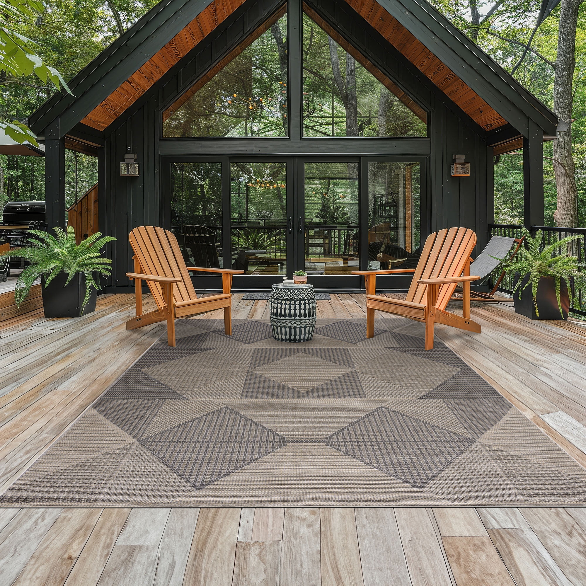 Bliss Rugs Bailey Transitional 2' x 3' Black and Natural Indoor Outdoor Area Rug