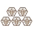 thumbnail image 3 of 5Pcs Wooden Coasters Tableware Mats Dining Coasters Hanging Handicraft(Honeybee), 3 of 3