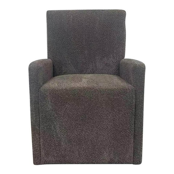 Pemberly Row Contemporary Fabric Dining Upholstered Caster Chair in Gray