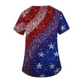 thumbnail image 3 of Iaqnaocc Patriotic Scrub Tops Women 4th of July American Flag Stars Nursing Uniform Fashion V-Neck Side Slits Scrub Shirt Independence Day Short Sleeve Medical Workwear with Pockets Dark Blue XL, 3 of 4