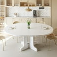 thumbnail image 3 of iPormis 59" Round Extendable Dining Room Table for 6, Modern Oval Kitchen Table with Heavy Duty Wood Base, Dinette for Kitchen Living Room,White, 3 of 8