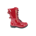 thumbnail image 2 of Women's Patent Color Buckle Strap Style Combat Boots Red Pat, 8, 2 of 3